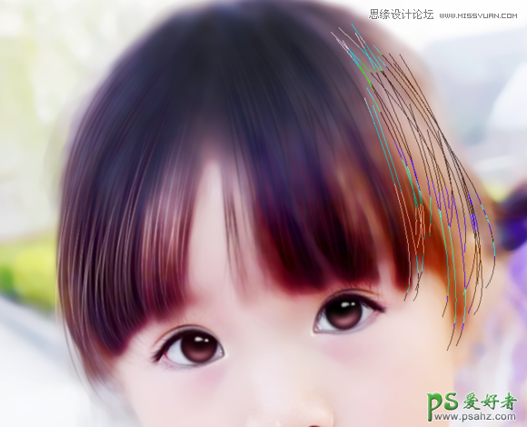 ps转手绘教程：给大眼睛可爱的儿童艺术照打造成漂亮的手绘风格