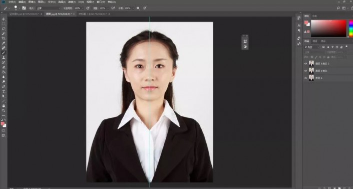 PS证件照抠图教程：学习给一张商务型女士证件照抠图换背景颜色。