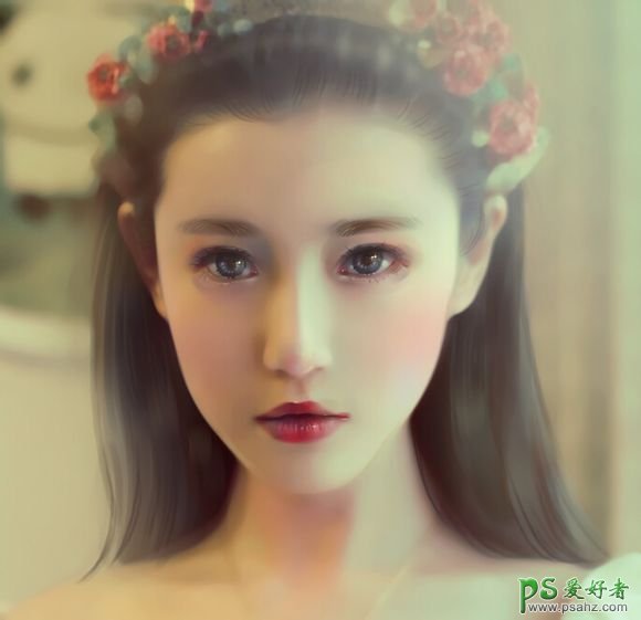 Photoshop给唯美的手机美女照片制作成仿手绘冰美人效果图