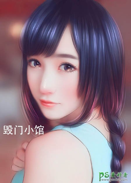 PS美女转手绘教程：给可爱的大眼睛小女生转为梦幻的手绘效果