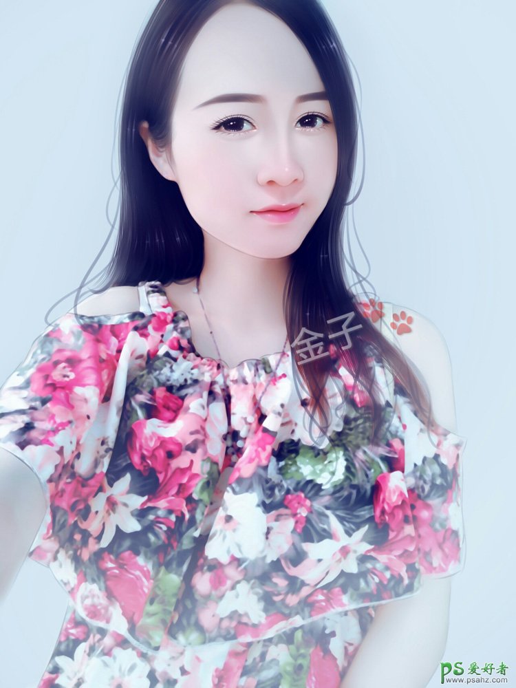 PS仿手绘教程：给高清美女手机自拍照制作成唯美细腻的仿手绘风格