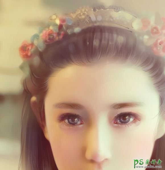 Photoshop给唯美的手机美女照片制作成仿手绘冰美人效果图