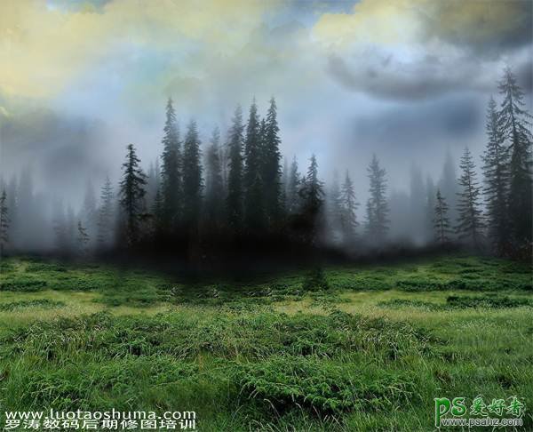 photoshop创意合成唯美的树林中的仙子MM艺术照