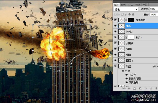 photoshop合成911高楼爆炸的影视场影特效