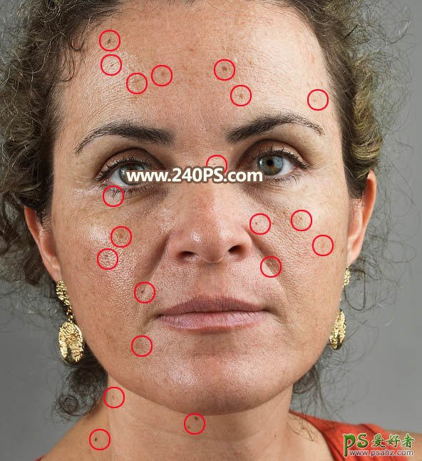 PS磨皮美肤教程：学习给脸上有老年斑的中老年妇女人像照片磨皮