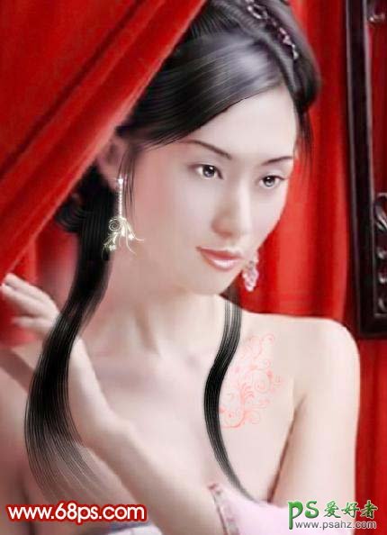 photoshop制作古装美女手绘风格插画效果图教程