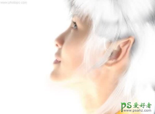 photoshop制作仿手绘效果的白发魔女图片，白发美女