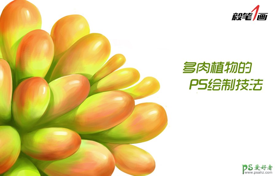 PS鼠绘教程：学习多肉植物的PS绘制技法，熟悉笔法和色彩构成