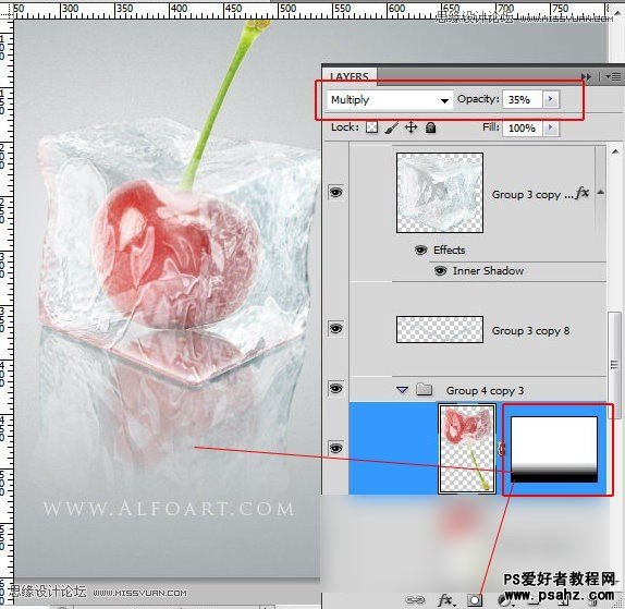 PS合成教程：创意打造冻在冰块里的樱桃