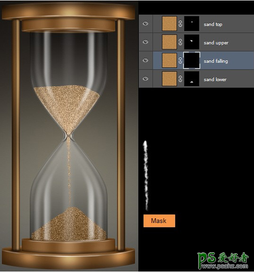 PhotoShop手绘一个金属质感沙漏失量图，漂亮的沙漏图片素材