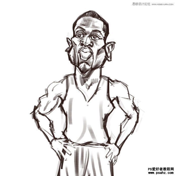 PS鼠绘NBA篮球巨星韦德搞怪肖像图
