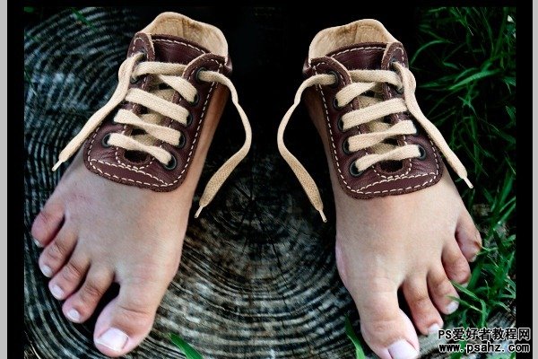 photoshop合成长在脚丫上的创意鞋子