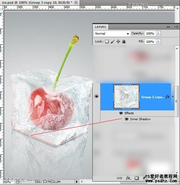 PS合成教程：创意打造冻在冰块里的樱桃