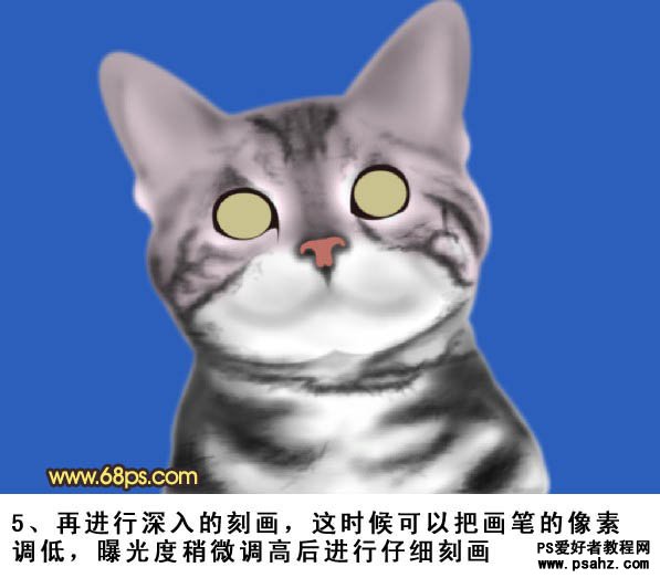 photoshop手绘可爱的小灰猫