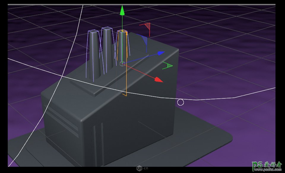 C4D模型制作教程：零基础学习制作3D立体风格的小工厂模型图。