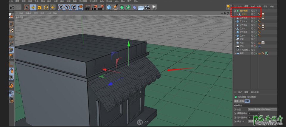 C4D模型制作教程：设计卡通主题风格的小商店模型图，立体小商店