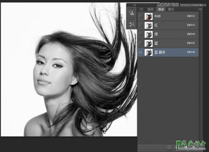 利用photoshop通道简单的抠出美女头发丝，长发美女抠图教程实例