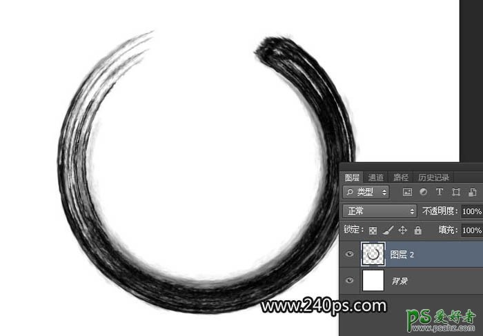 学习用Photoshop极坐标滤镜手工制作圆环形墨迹效果图