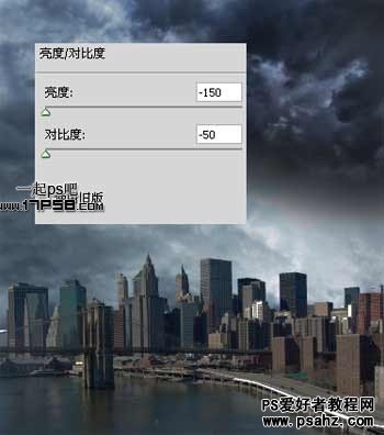 photoshop合成雨夜中绿眼长毛的金钢狼恐怖形象