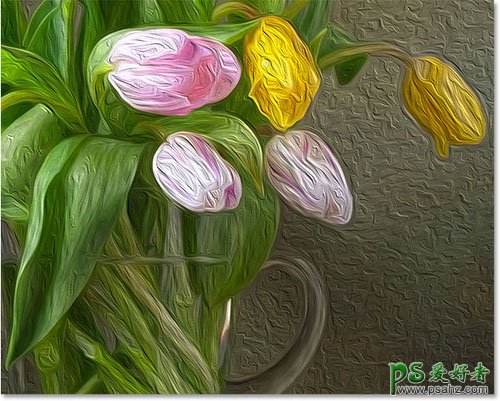 学习用PS油画滤镜工具给花卉图片制作出漂亮质感的油画效果。