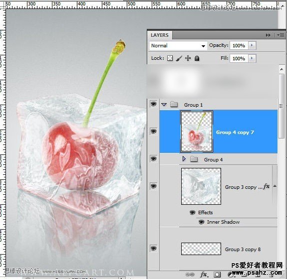 PS合成教程：创意打造冻在冰块里的樱桃