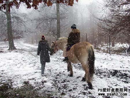 PS滤镜特效教程：制作雪景效果-雪花飘飞的外景图片