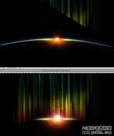 PS滤镜特效教程实例：设计抽象日出效果图片