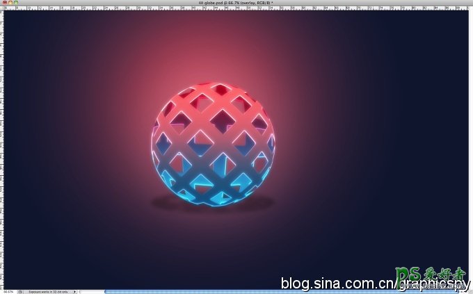 photoshop手工制作一例漂亮的彩色镂空球体教程实例