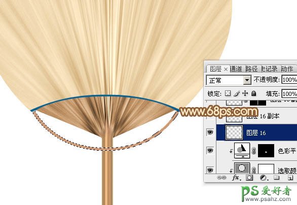 PS手绘教程：绘制一把精致的竹扇，一把漂亮的木质纹理棕扇