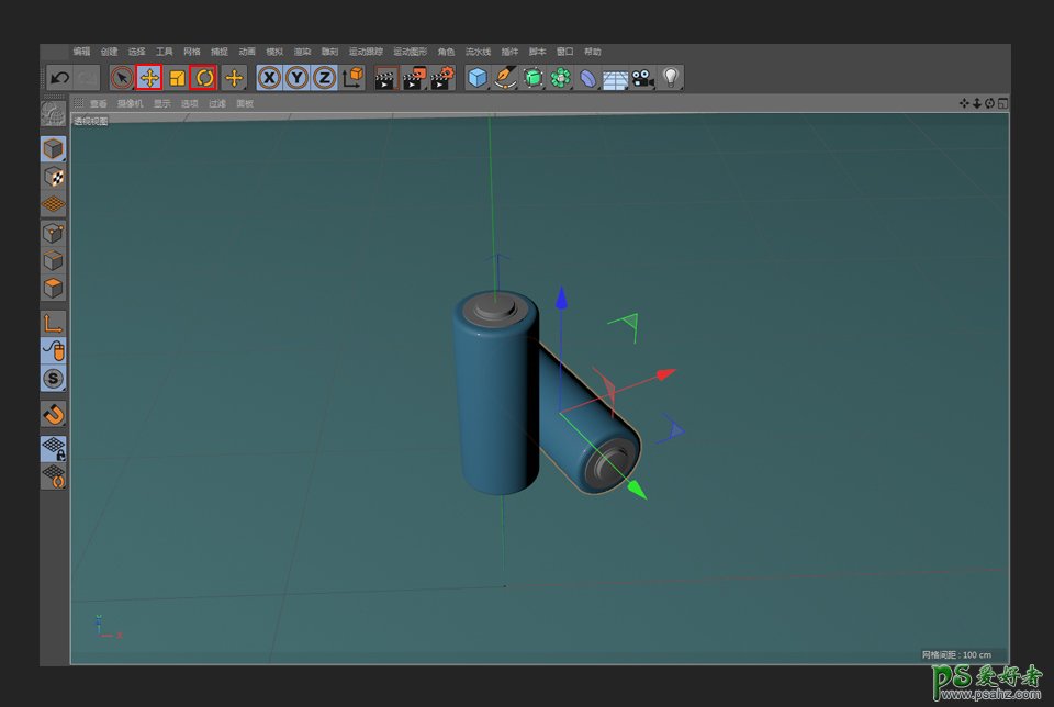 C4D实例教程：制作质感卡风格格的充电电池模型，卡通蓝色电池。