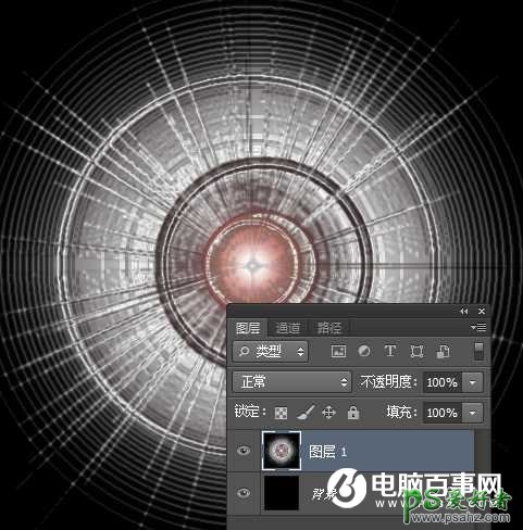 Photoshop滤镜特效教程：制作漂亮的蓝光魔圈图片，个性光圈背景