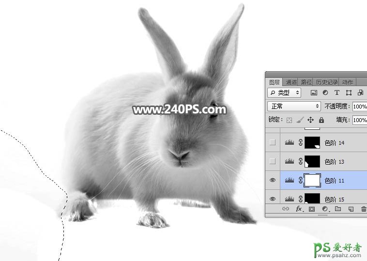 Photoshop快速抠出背景色彩简单的动物图片，抠出可爱的小白兔。