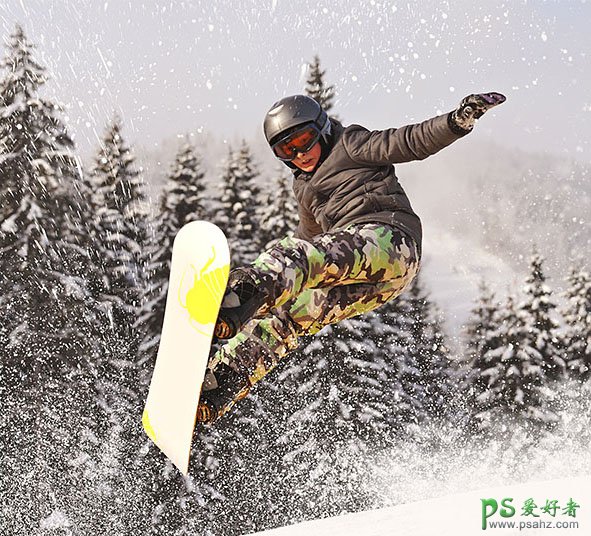 利用Photoshop模糊滤镜制作动感效果滑雪运动员特写照片