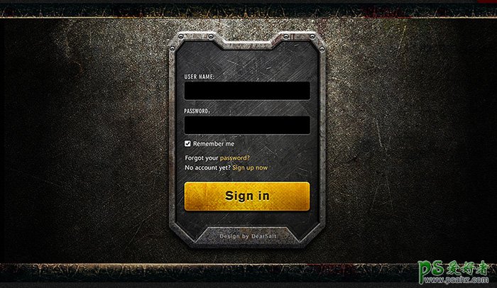 photoshop手工制作漂亮的古典金属质感风格网页游戏登陆边框