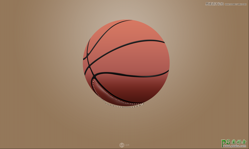 PS手绘实例教程：绘制质感逼真的立体风格篮球效果图 NBA蓝球制作