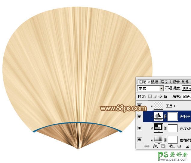 PS手绘教程：绘制一把精致的竹扇，一把漂亮的木质纹理棕扇