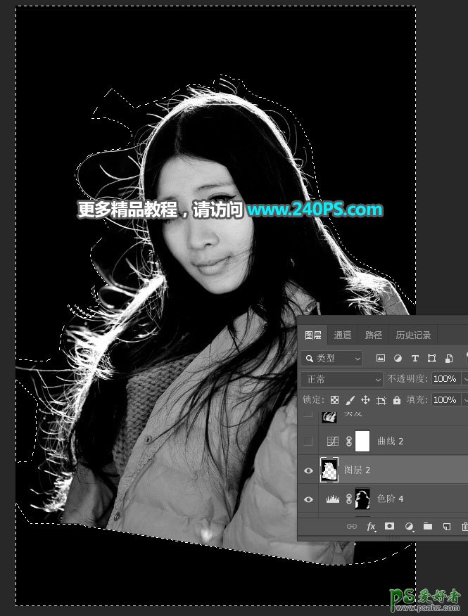 学习用photoshop通道工具快速抠出在微风中拍摄的长发美女照片。