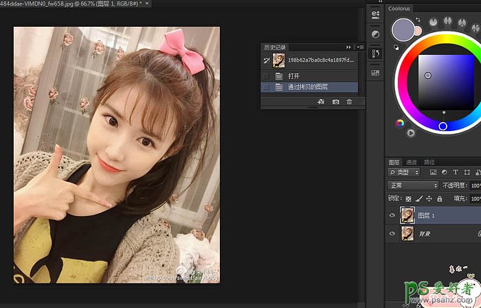 Photoshop结合SAI给清纯可爱的嫩妹妹手机照片制作成粉色仿手绘