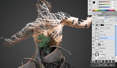 photoshop合成一幅神奇的树人特效教程实例
