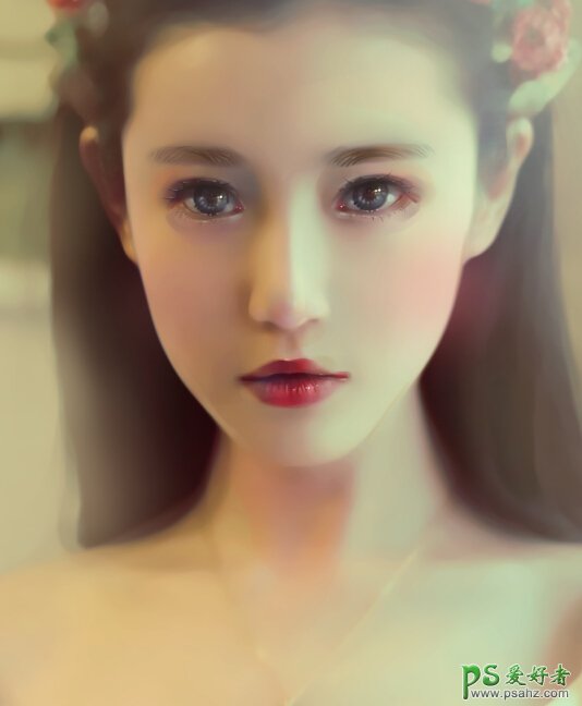 Photoshop给唯美的手机美女照片制作成仿手绘冰美人效果图