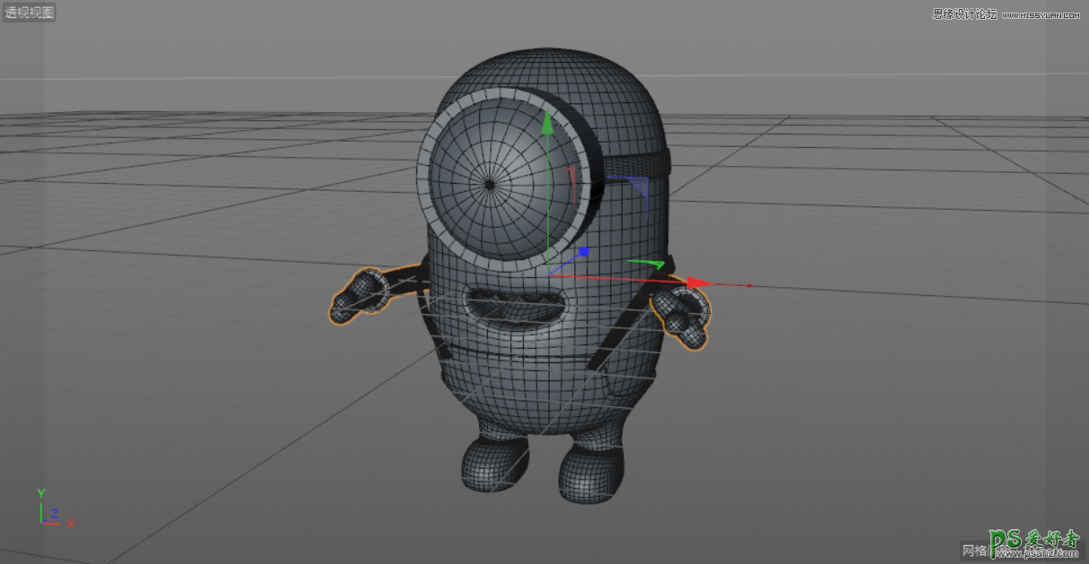 C4D模型制作教程：手工打造可爱呆萌的小黄人模型图片