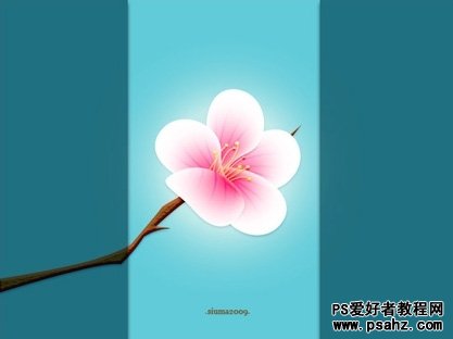 photoshop鼠绘一枝梅花，粉色漂亮的梅花图