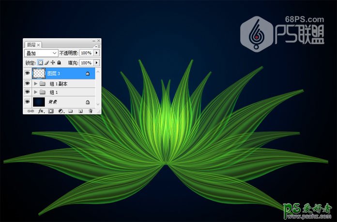 PS花朵绘制教程：打造一个漂亮的绿色荧光花朵失量图素材