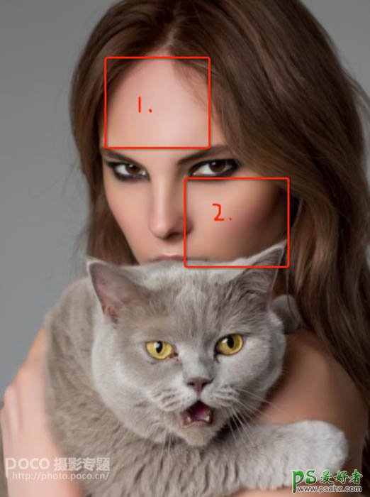 Photoshop给手抱猫咪的高贵美女性感照片进行磨皮-高清人像磨皮