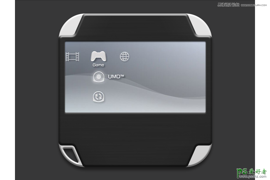 Photoshop鼠绘真实质感的索尼PSP图标素材，索尼游戏机图标。