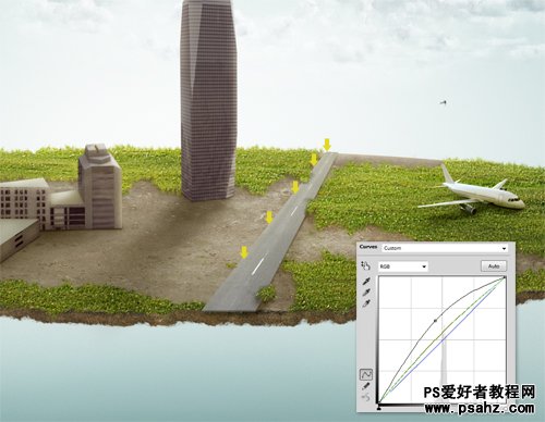 photoshop合成飘浮在空中城市场景特效