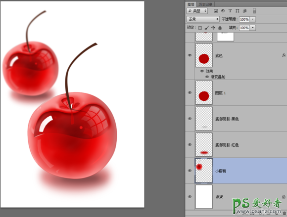 PS鼠绘水晶图片教程：绘制漂亮的晶莹剔透的红樱桃失量图素材