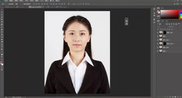 PS证件照抠图教程：学习给一张商务型女士证件照抠图换背景颜色。