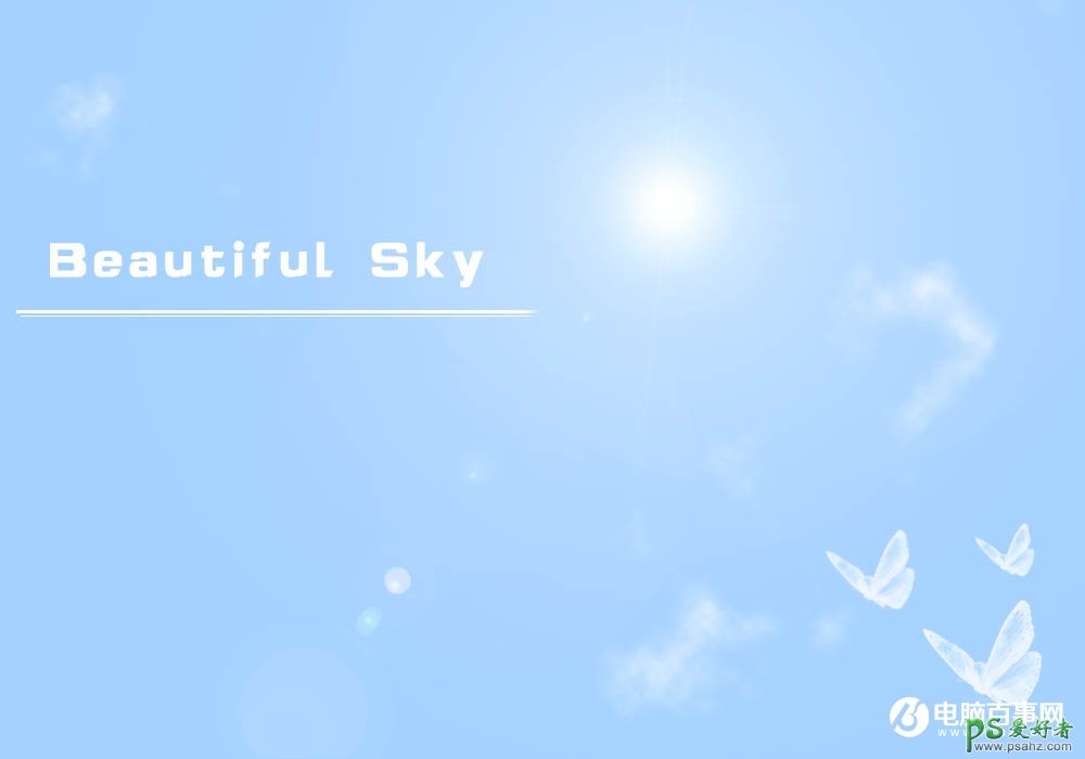 学习用PS滤镜工具制作简约的天空壁纸图片，蓝天白云图片