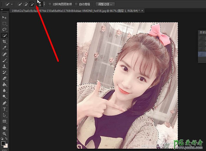 Photoshop结合SAI给清纯可爱的嫩妹妹手机照片制作成粉色仿手绘